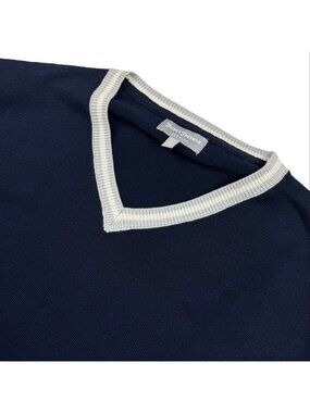 Hickey Freeman Men's L/S V-Neck Silk Blend Sweater Blue • Large